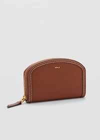 Oval-shaped faux-leather wallet
