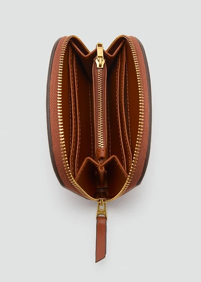 Oval-shaped faux-leather wallet