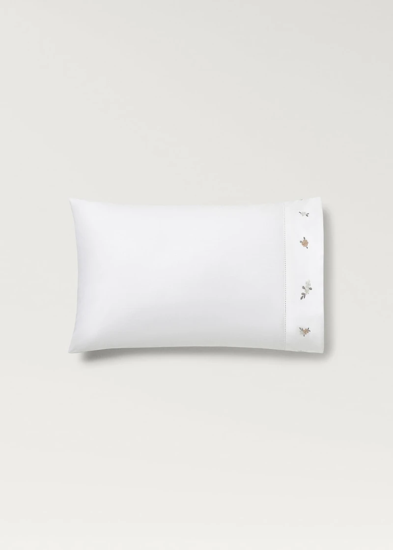 Cotton percale embroidered-flower children's pillowcase 30x50 cm