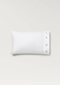 Cotton percale embroidered-flower children's pillowcase 30x50 cm