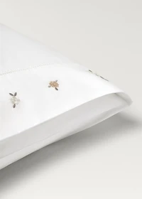 Cotton percale embroidered-flower children's pillowcase 50x75 cm