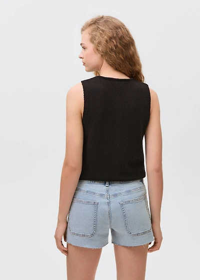 Frayed low-waist shorts