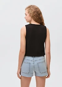 Frayed low-waist shorts