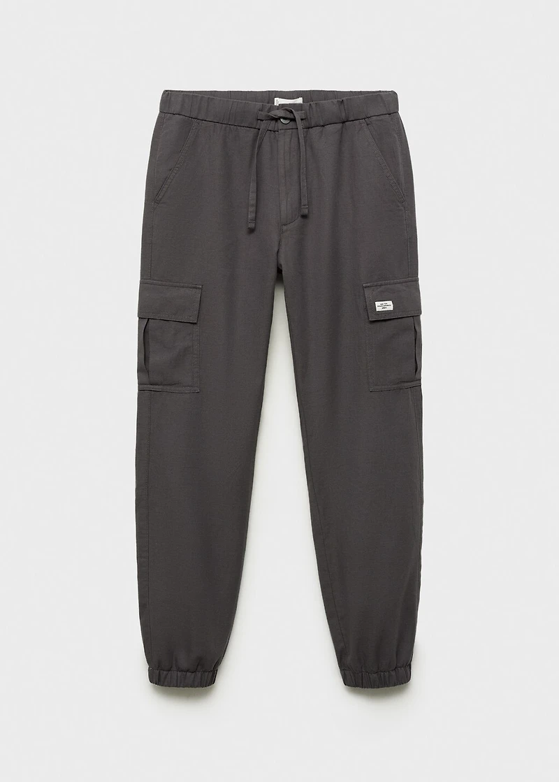 Cotton-linen cargo pants