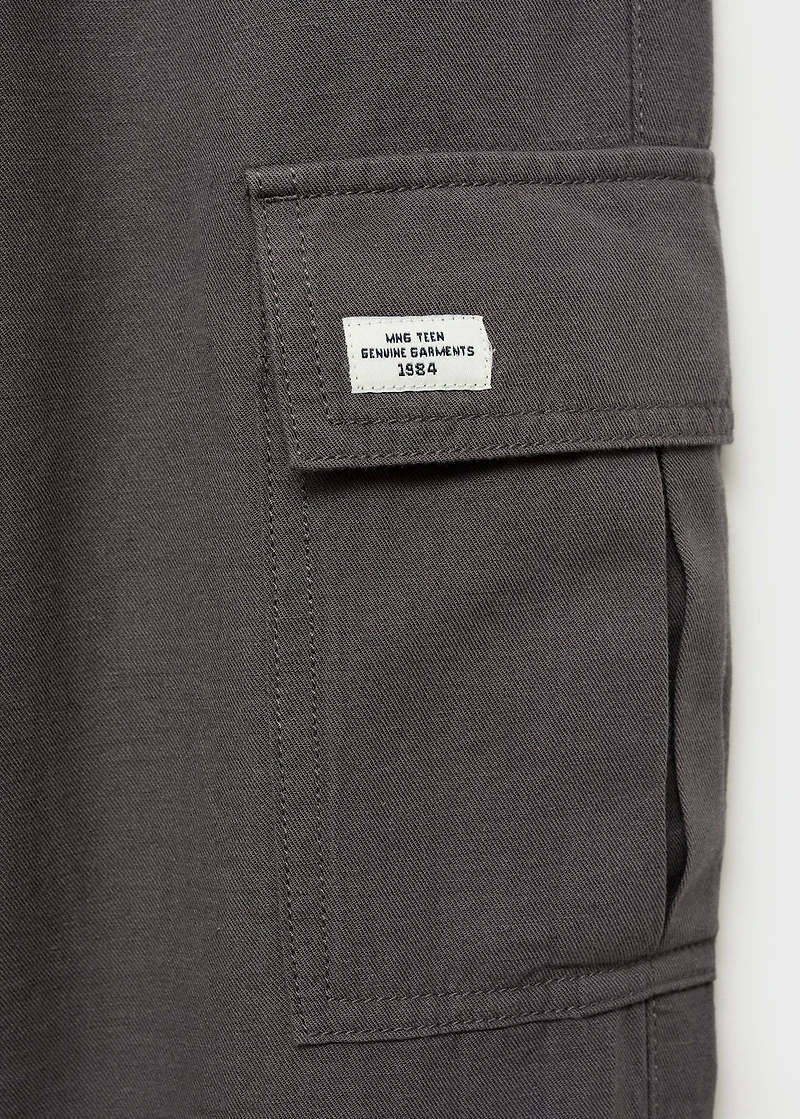 Cotton-linen cargo pants
