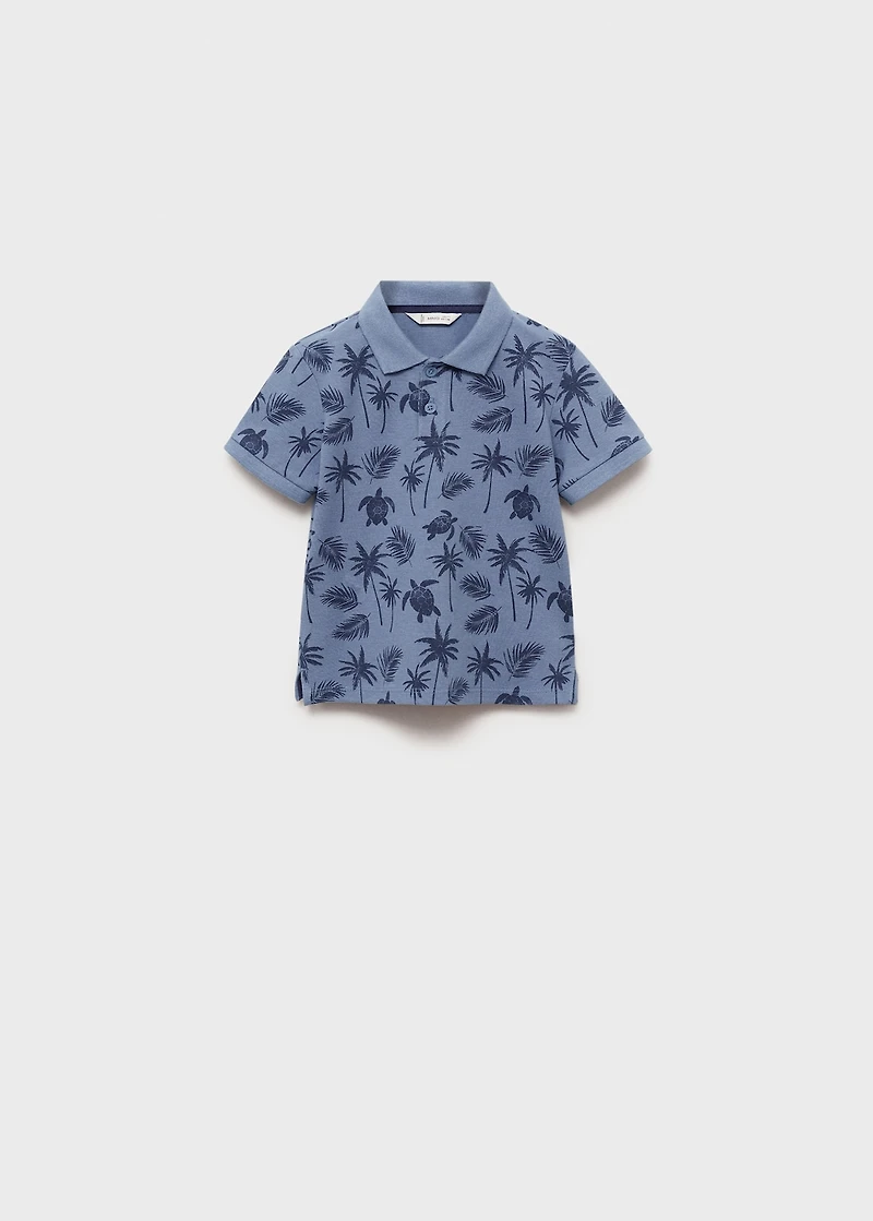 Printed cotton polo shirt