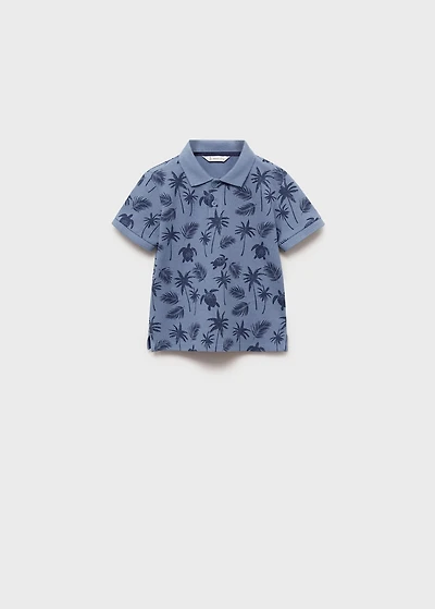 Printed cotton polo shirt