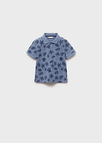 Printed cotton polo shirt