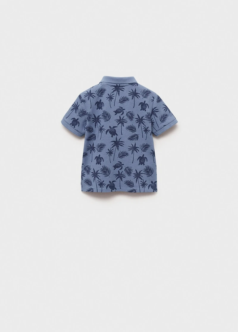 Printed cotton polo shirt