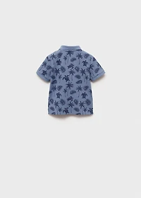 Printed cotton polo shirt