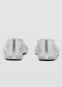 Sequin-embroidered mesh ballet flats