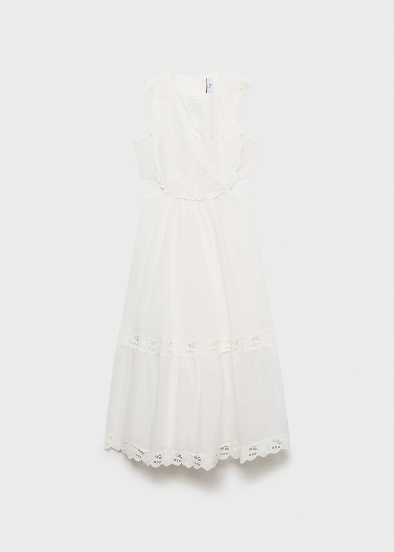 Embroidered dress with side slits