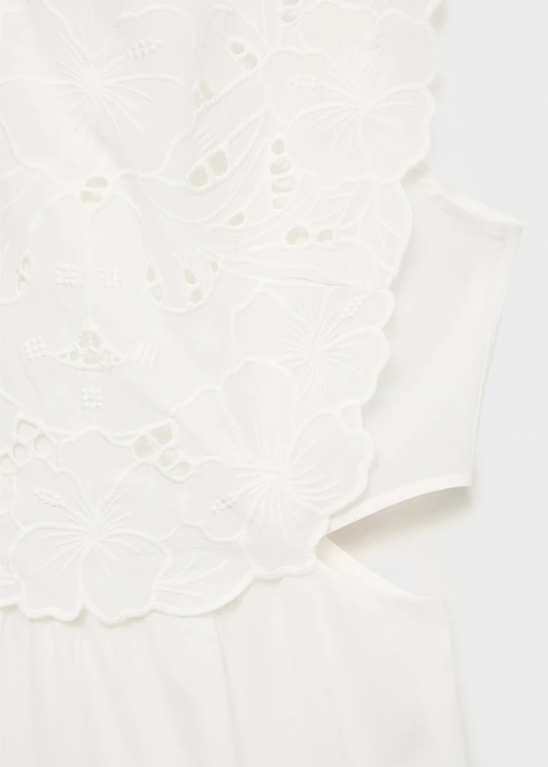 Embroidered dress with side slits