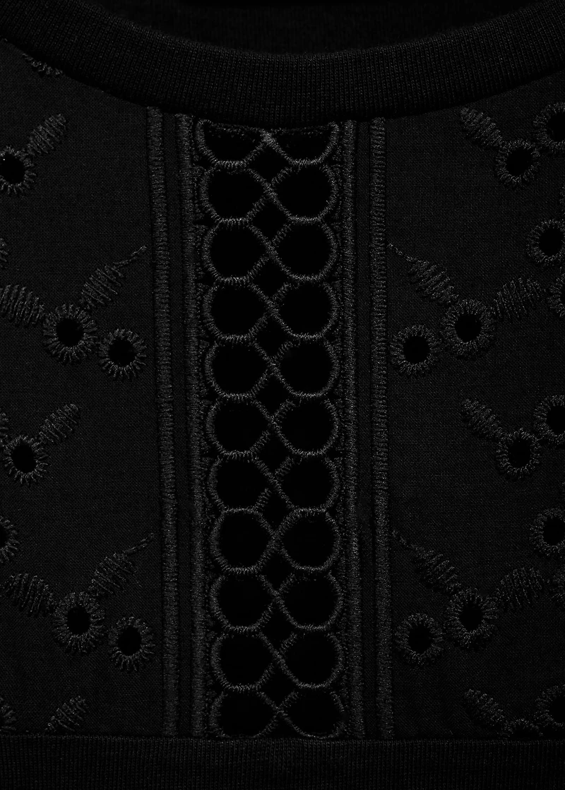 Cotton top with lace neckline