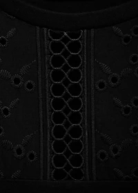 Cotton top with lace neckline