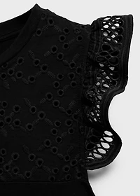 Cotton top with lace neckline