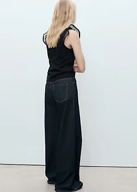 Cotton top with lace neckline