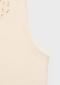 Embroidered top with lace accents