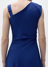 Asymmetrical dress with strap and buckle