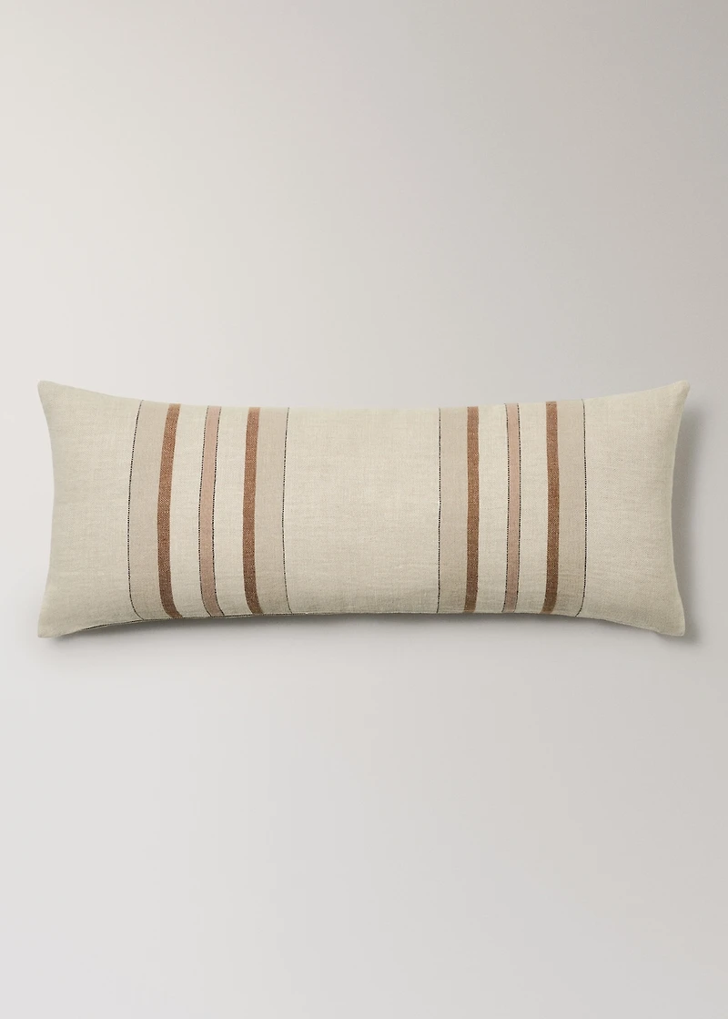Linen cushion cover with woven stripes 35x90 cm