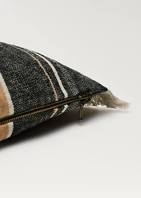 Linen cushion cover with stripes and fringes 30x50 cm