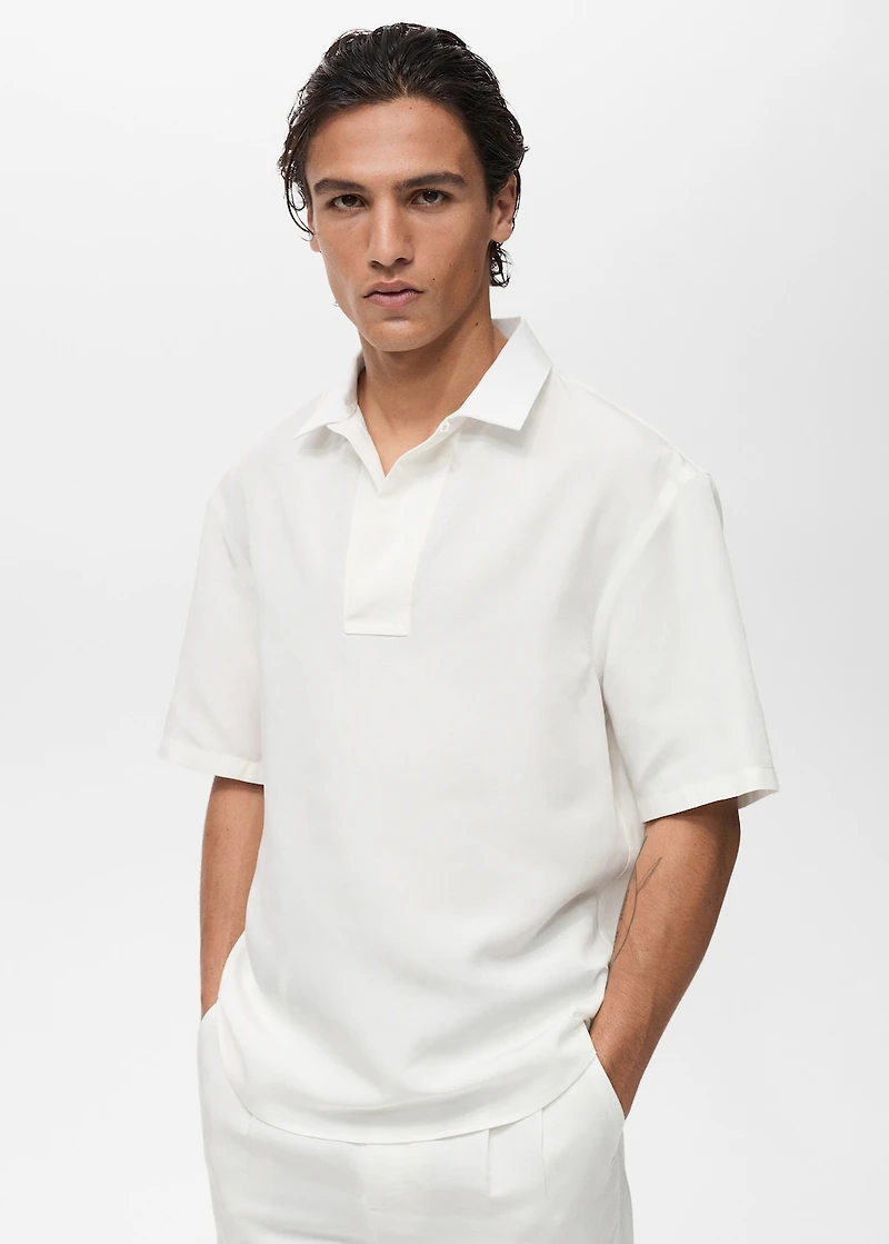 Lyocell linen regular-fit polo shirt