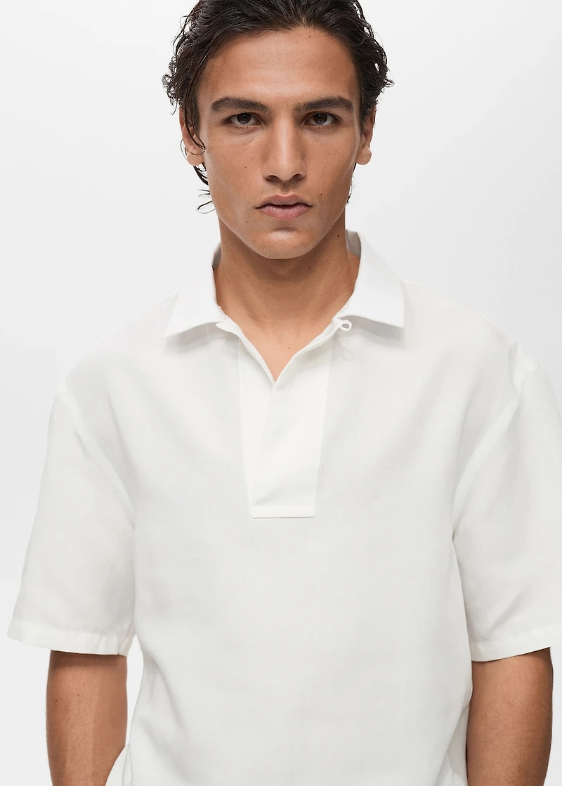 Lyocell linen regular-fit polo shirt