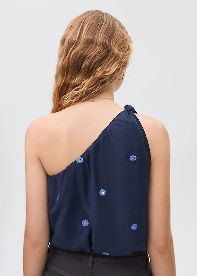 Asymmetrical top with embroidered panel