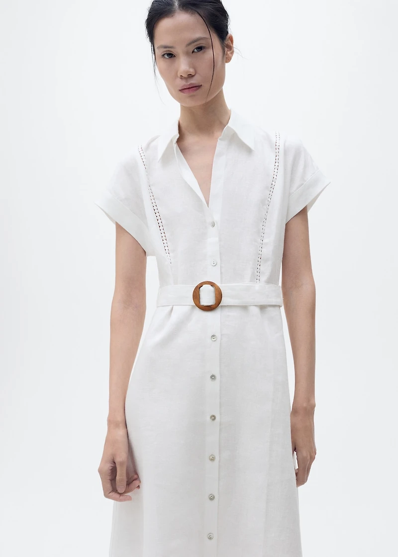 Belt linen dress