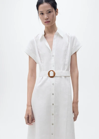 Belt linen dress