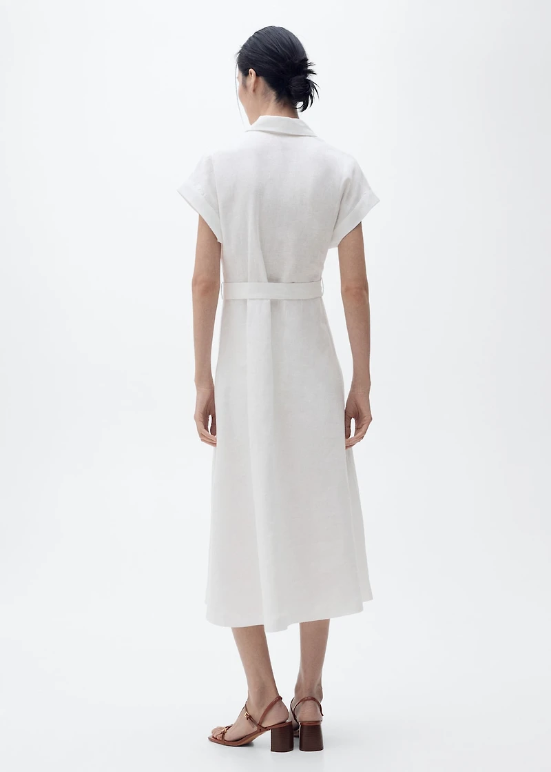 Belt linen dress