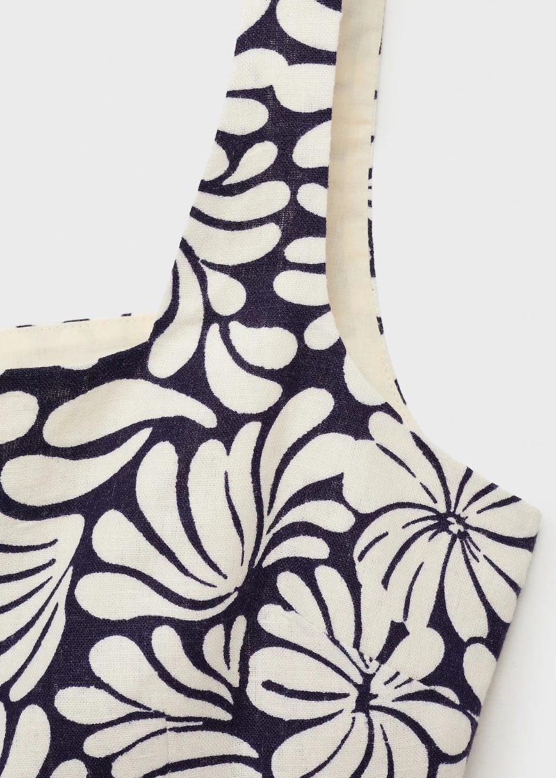 Floral fitted linen top