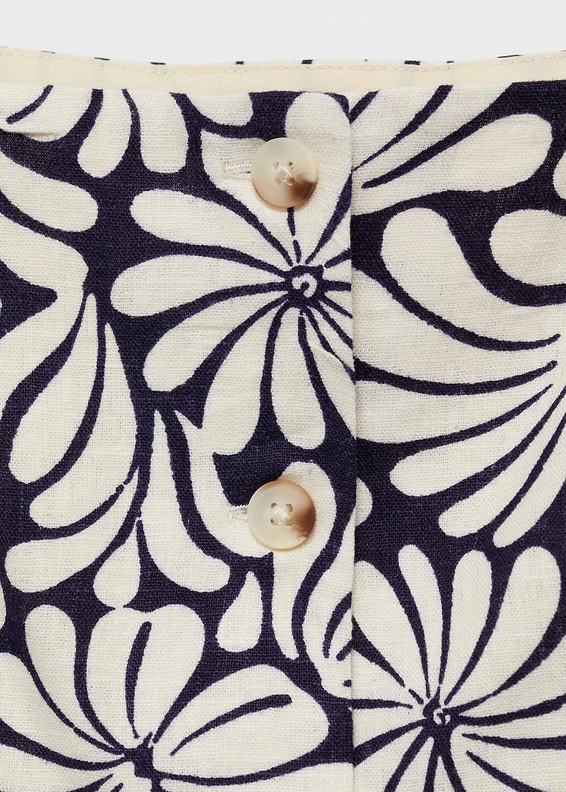 Floral fitted linen top