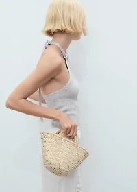 Halter-neck lurex knitted top