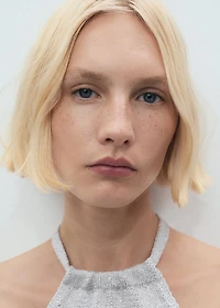 Halter-neck lurex knitted top