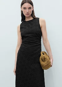 Midi dress with eyelet embroidery motifs