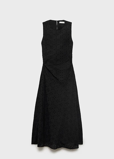 Midi dress with eyelet embroidery motifs