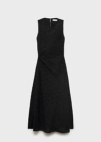 Midi dress with eyelet embroidery motifs