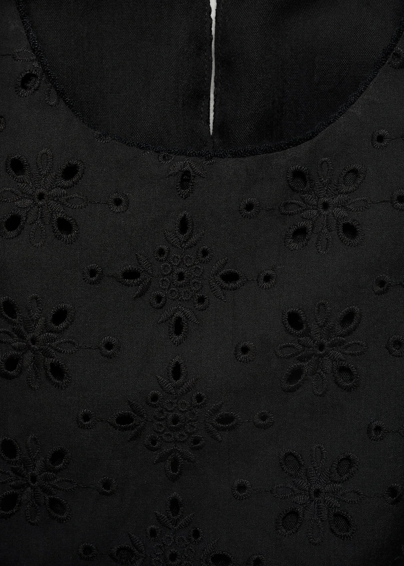 Midi dress with eyelet embroidery motifs