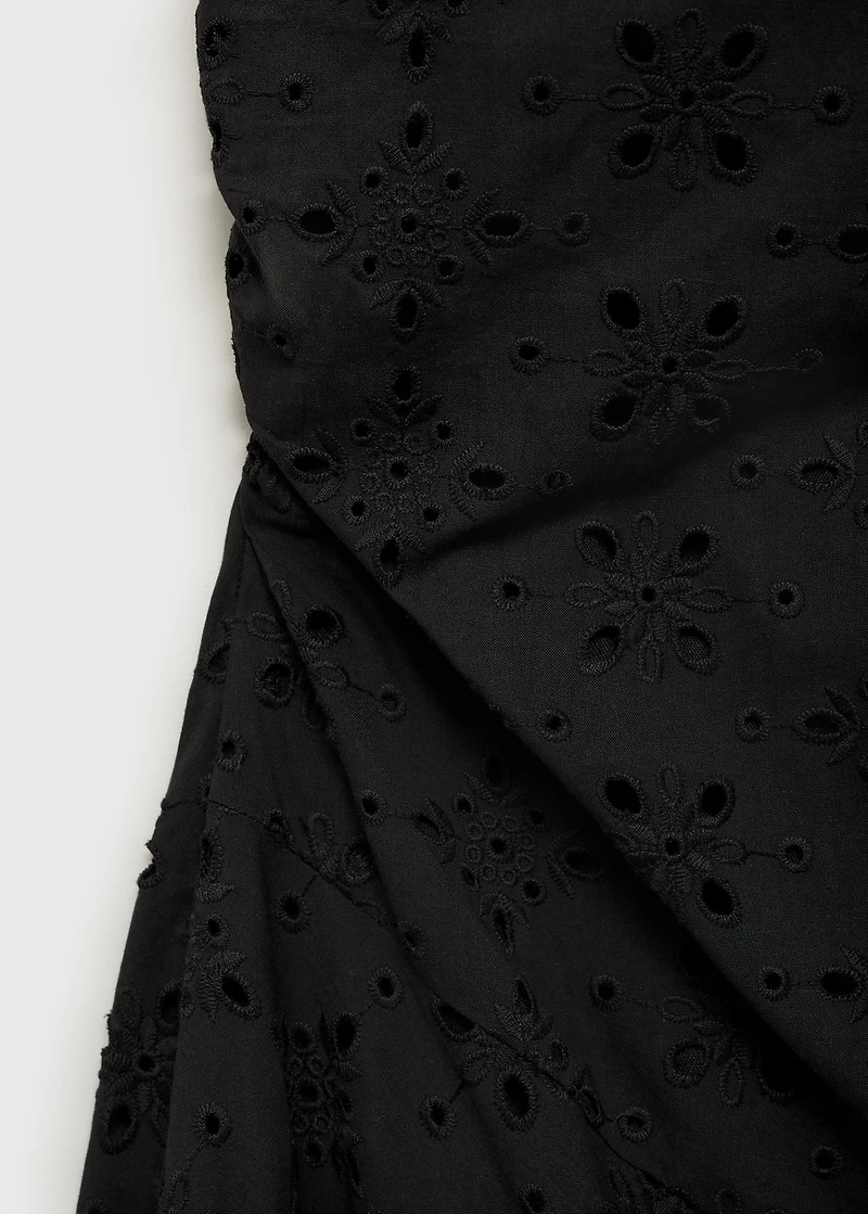 Midi dress with eyelet embroidery motifs