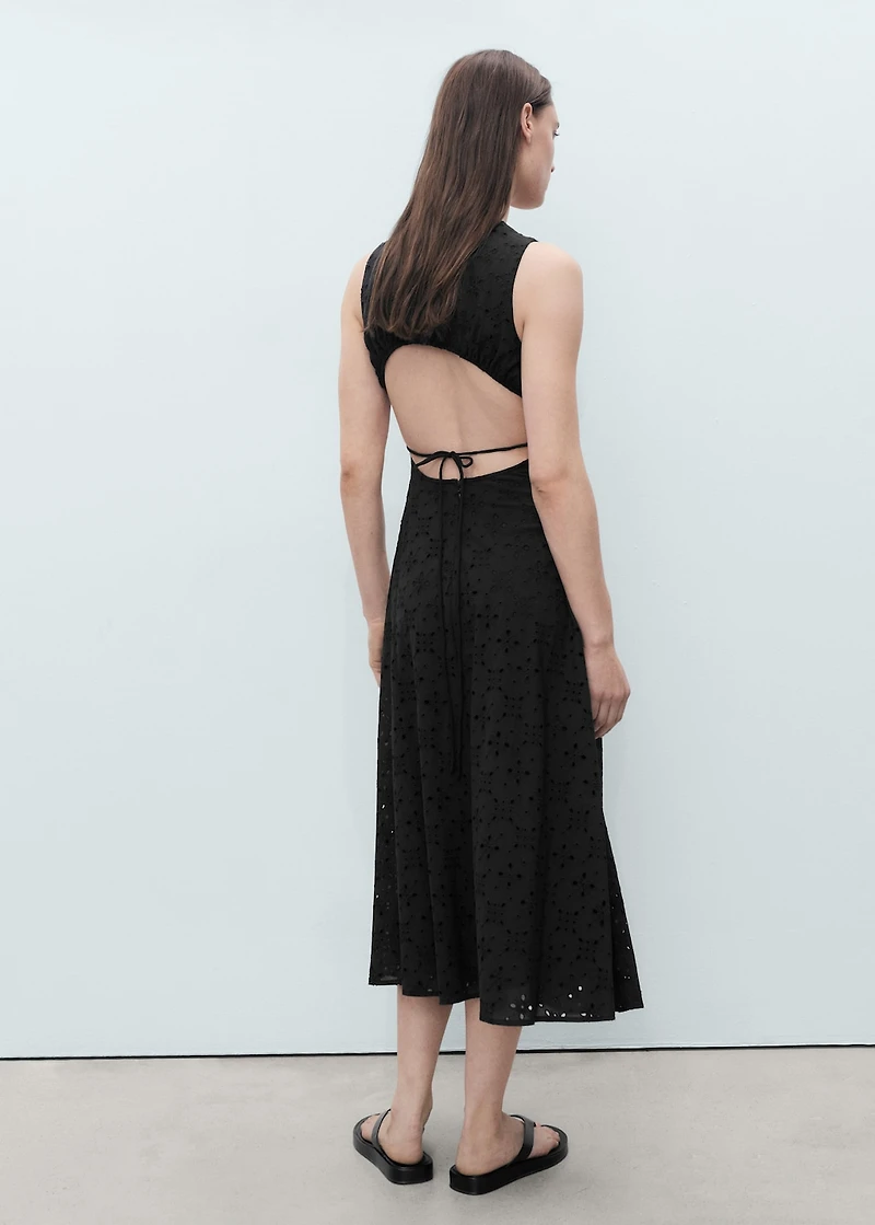 Midi dress with eyelet embroidery motifs