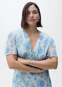 Short-sleeved floral midi dress