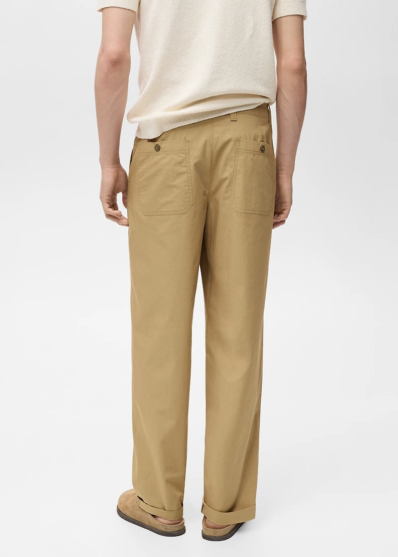 100% straight-fit cotton pants