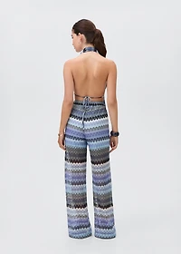 Zig-zag knitted top with lace pattern