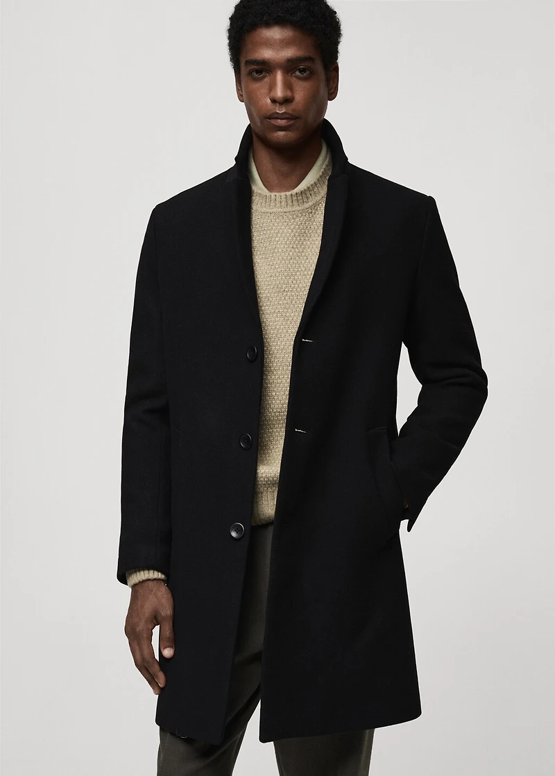 Detachable hood wool coat