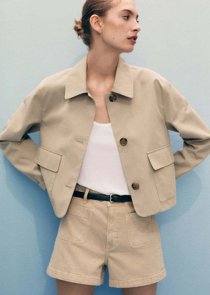 High-waisted denim shorts with pockets