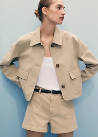 High-waisted denim shorts with pockets