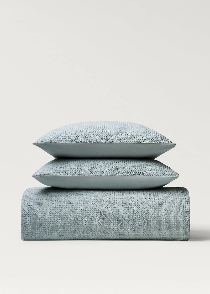 Cotton percale waffle duvet cover for / cm bed