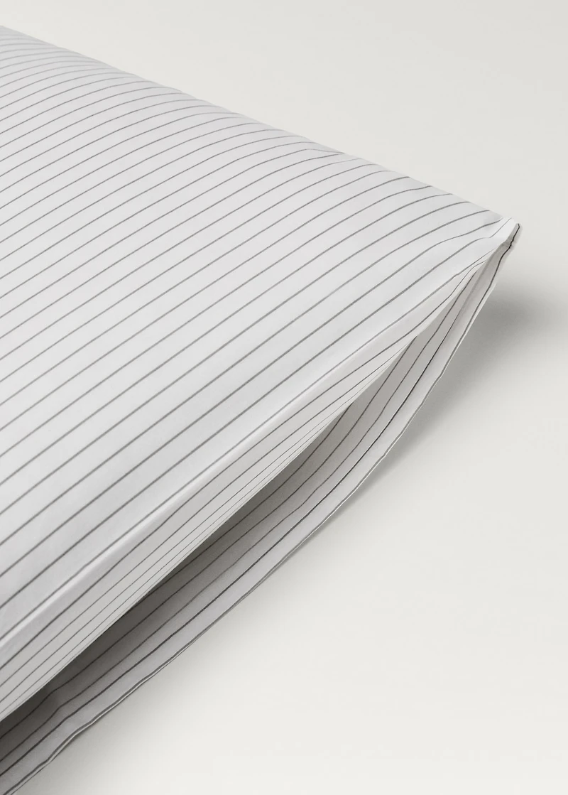 Two cotton percale two-tone striped pillowcases 60x60 cm