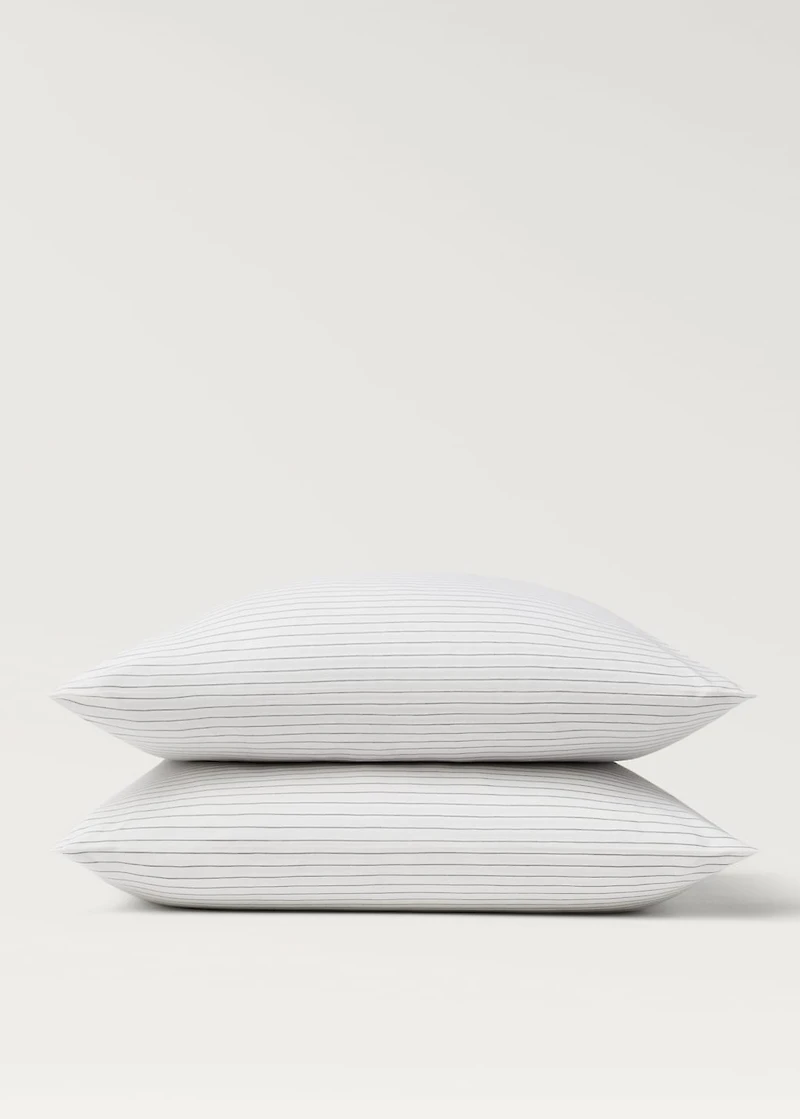 Two cotton percale two-tone striped pillowcases 60x60 cm